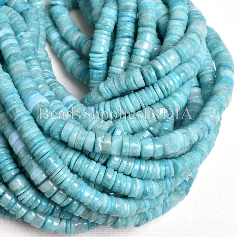 Blue Amazonite Beads Amazonite Tyre Shape Beads Amazonite Gemstone Bulk Beads Amazonite Heishi Wheel Shape Beads Amazonite
