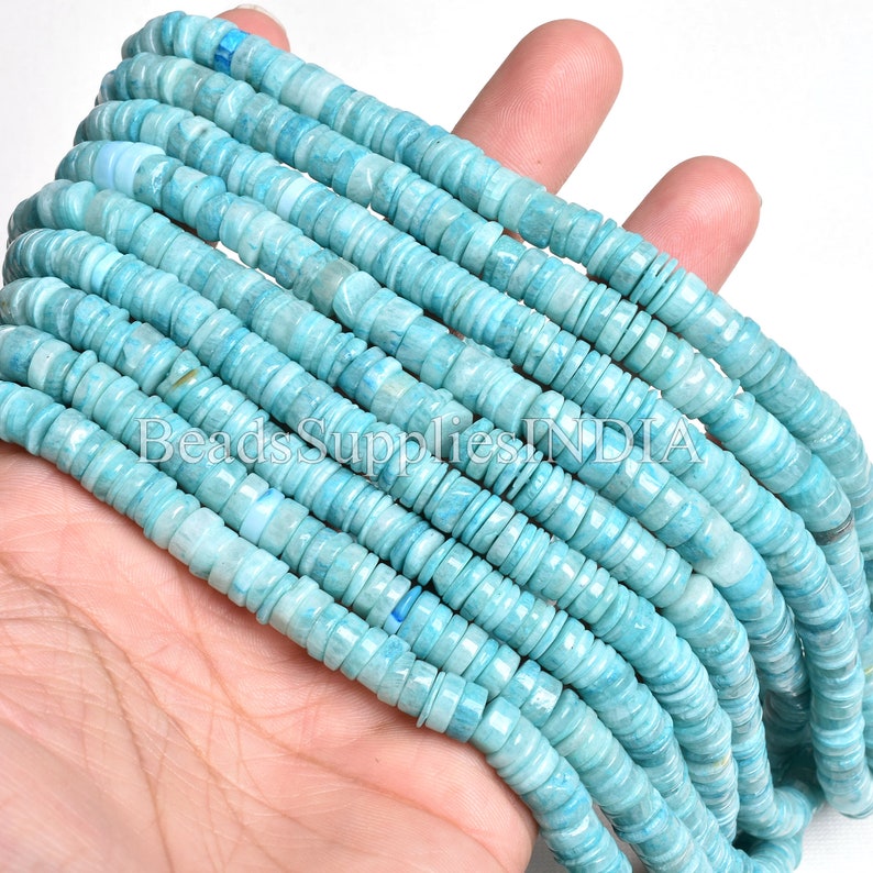 Blue Amazonite Beads Amazonite Tyre Shape Beads Amazonite Gemstone Bulk Beads Amazonite Heishi Wheel Shape Beads Amazonite