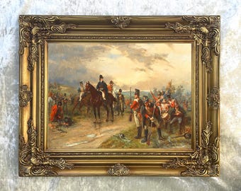 Porträtt av hertigen av Wellington vid Waterloo - Utsmyckad inramad oljemålning