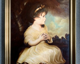 ジョシュア・レイノルズ作「少女と犬」（1780年）キャンバス