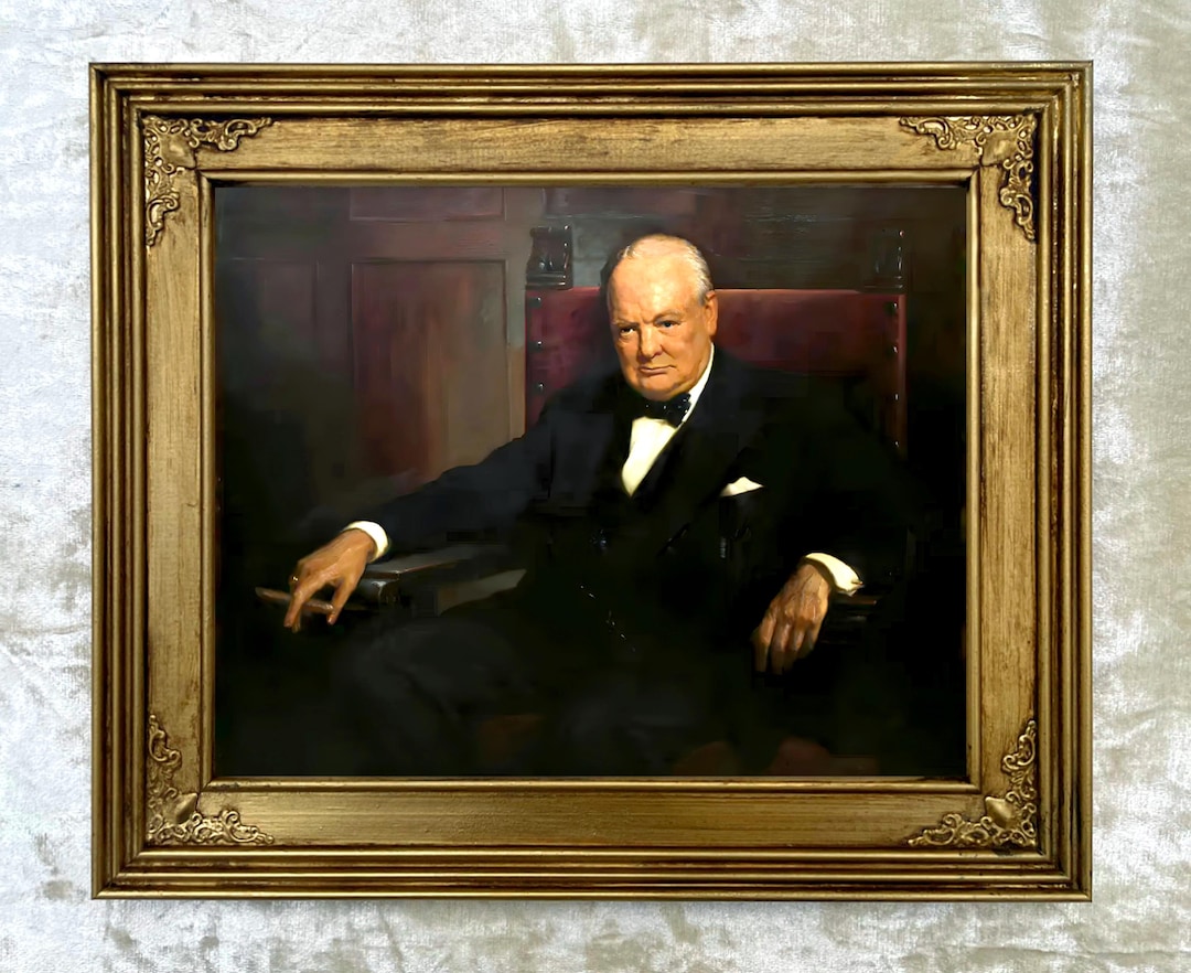 Fine Ornate Frame Oil Painting Print on Canvas Portrait of Winston ...