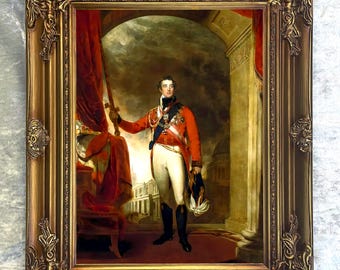 Utsmyckad inramad oljemålning Porträtt av Arthur Wellesley - Hertigen av Wellington