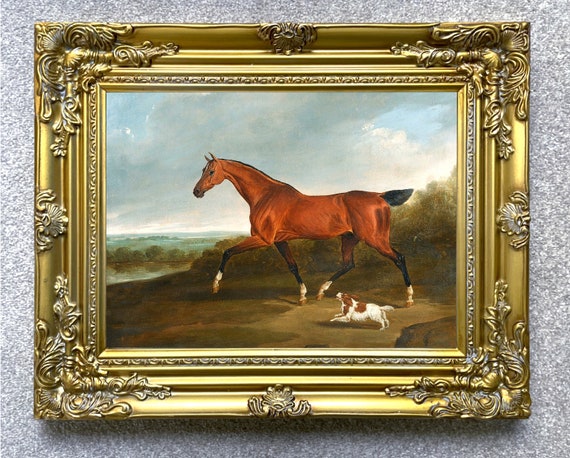 馬の肖像画 ゴールドフレーム付き 馬の肖像画 ゴールドフレーム付き