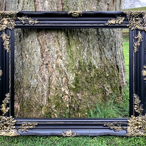 Excellent Large Ornate Black and Gilt Wood & Plaster Rococo Frame