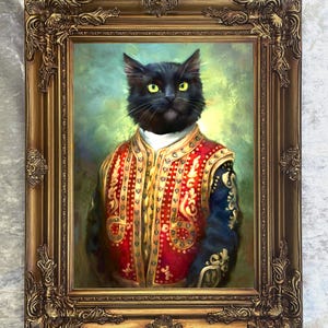 Thegeräts-Sergeant Major Verziertes gerahmtes Ölgemälde - Druck auf Leinwand - eine militärische Katze