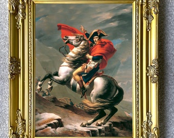 Superbe lithographie sur toile - Portrait de Napoléon sur Marengo