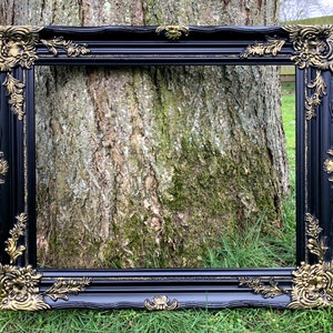 Fine Ornate Black and Gilt Wood & Plaster Rococo Frame