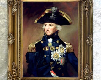 Fine Ornate Framed Oil Painting Print on Stretched Canvas of Admiral Horatio Nelson
