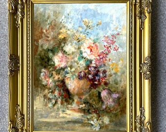 Fine Lithograph on Stretched Canvas - Impressionist Still Life with Flowers