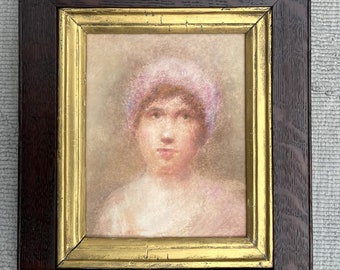 Squisito ritratto a pastello di una giovane donna della scuola di inglese Regency dell'inizio del XIX secolo