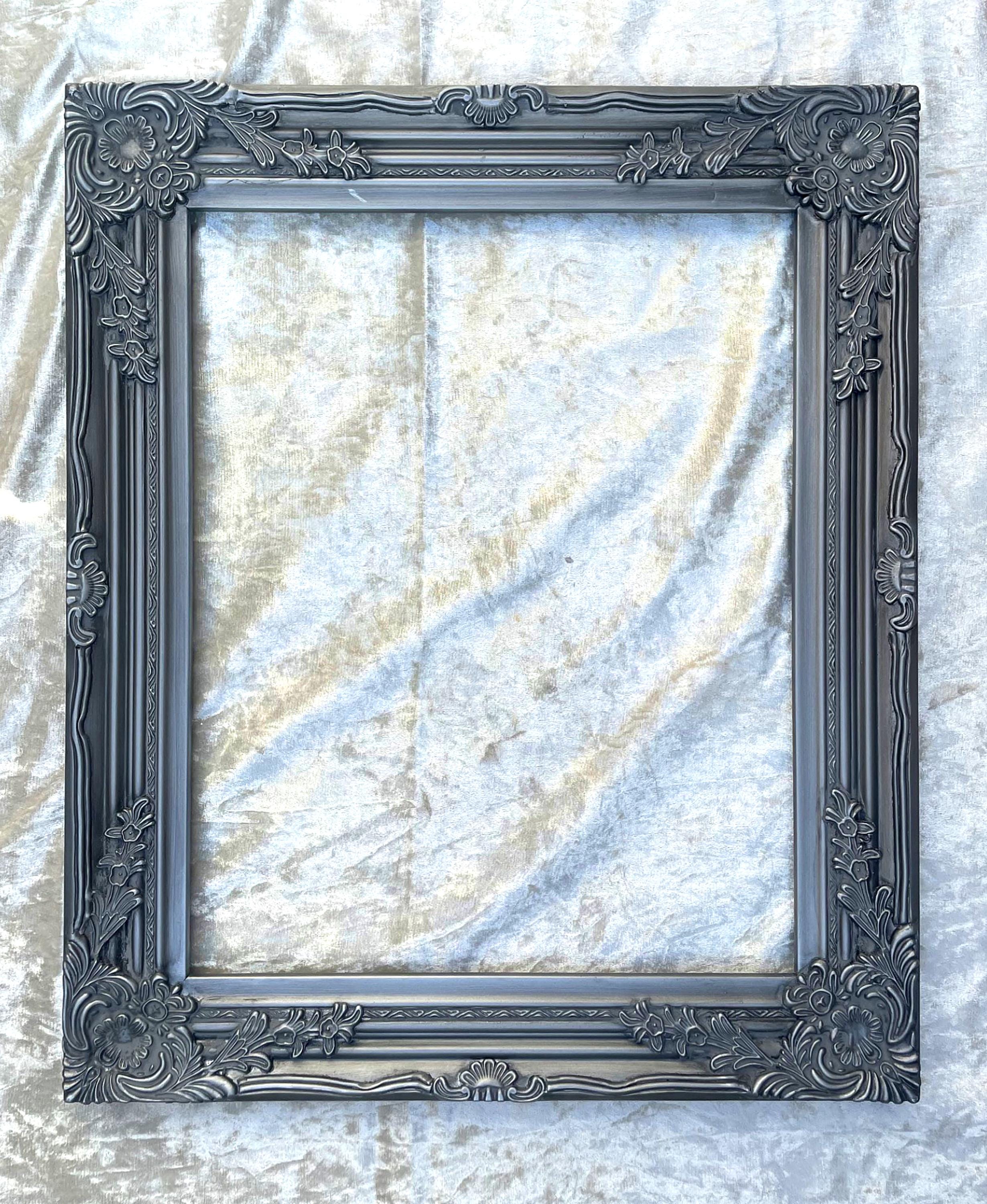 Vintage frame 装飾的な銀色フレームのアート Fine Large Ornate Rococo Antique Silver Gallery Frame - Etsy