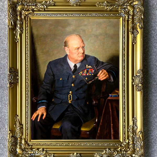 Fine Gilt Framed Lithograph of Winston Churchill