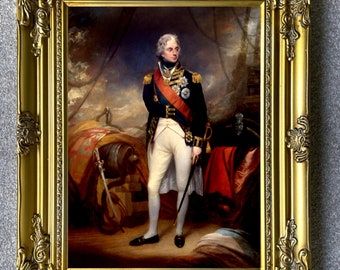 Lord Nelson - Superb Full Length Portrait Lithograph on Canvas