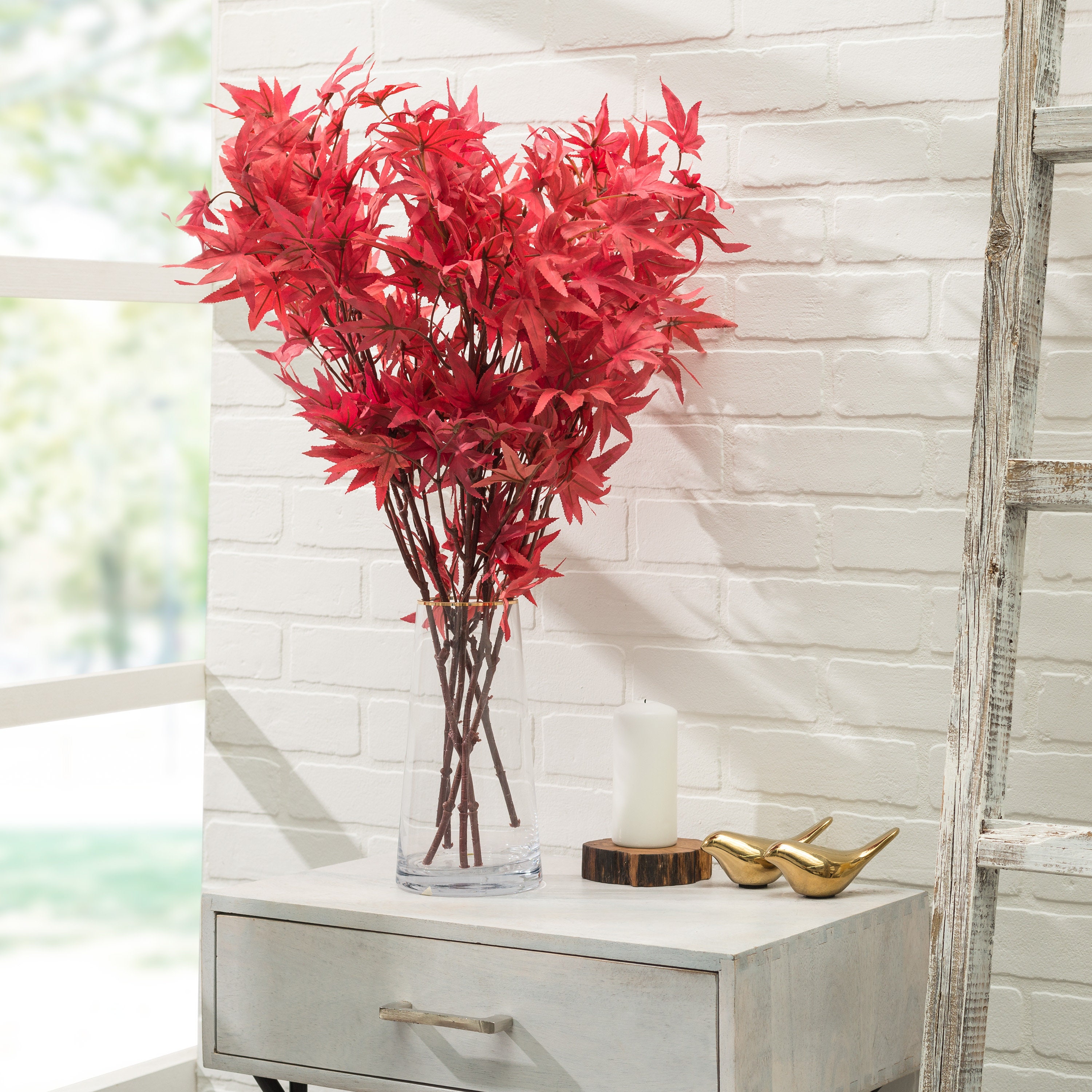 Quality Faux Maple Leaf Stems Artificial Red Yellow Maple Etsy