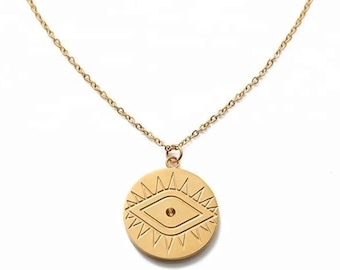 Protection Necklace - Evil Eye Charm - Evil Eye Jewelry - Coin Necklace - Dainty Necklace - Gift for Sister
