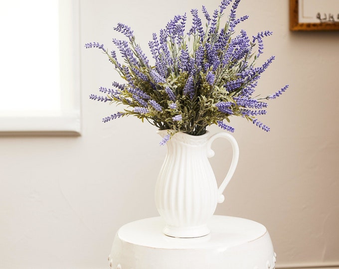 Cute Small Ceramic White Pitcher Vase Farmhouse Pitcher Dried Flower