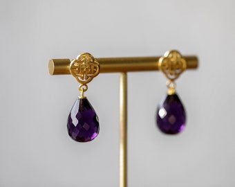 Amethyst Earrings - Amethyst Stud Earrings - Amethyst Drop Earrings