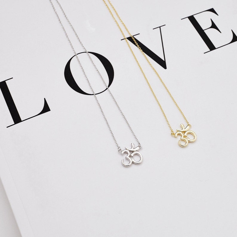 Sterling Silver Om Necklace Ohm Charm Necklace Gold Plated Etsy