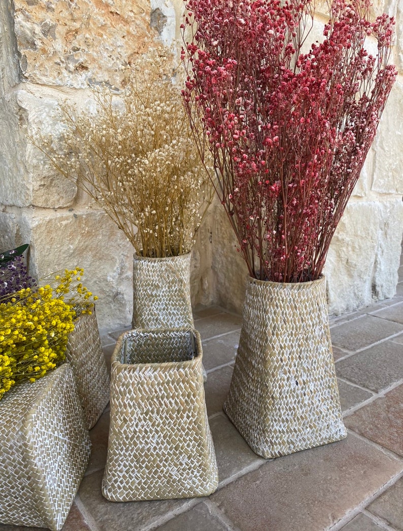 Woven Seagrass Vase Woven Basket Flower Vase Adorable Etsy