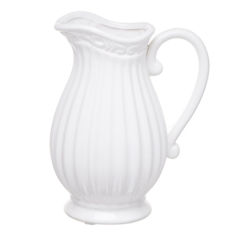Cute Small Ceramic White Pitcher Vase Farmhouse Pitcher Etsy