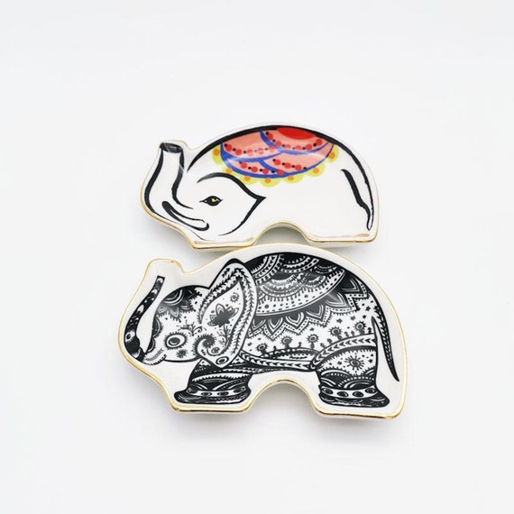 Jewelry Trinket Plate Dish - Wedding Ring Dish Tray - Gifts for Her - Gift for Mom - Ring Jewelry Holder Dish - Elephant Trinket Tray Plate
