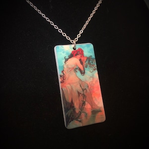 Alphonse Mucha Summer Necklace, Art Nouveau, Alphonse Mucha Jewelry, Mucha Necklace, Fairy, Nymph