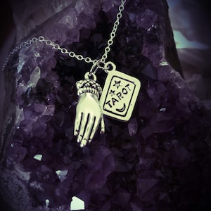 Tarot Card Hand Necklace, Tarot Card Jewelry, Gifts For Her, Ready To Ship gift, Tarot
