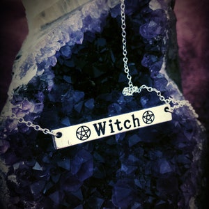 Witch Bar Necklace, Witch Jewelry, Pentacles, Witch Necklace, Witch, Pentagrams, Dainty