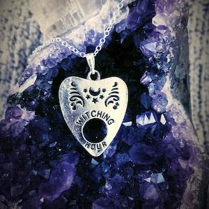 Witching Hour Planchette Necklace, Ouija, Gifts For Her, Ready To Ship Gift, Witch Jewelry, Witch Necklace, Gothic Jewelry