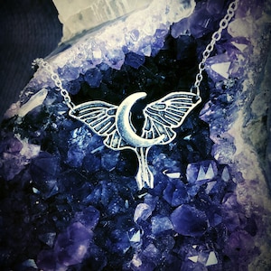 Luna Moth Crescent Moon Necklace, Lunar Moth, Luna Moth Necklace, Moths, Moon, Dainty
