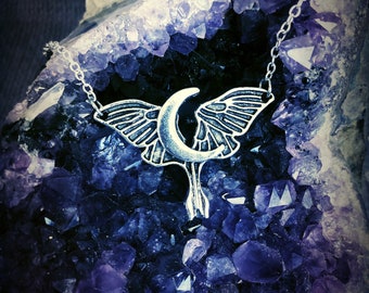 Luna Moth Crescent Moon Necklace, Lunar Moth, Luna Moth Necklace, Moths, Moon, Dainty