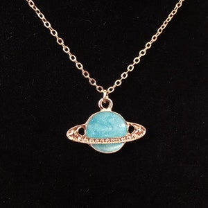 Saturn Necklaces, Space Jewelry, Planets, Enamel, Stainless Steel, Gold, Space