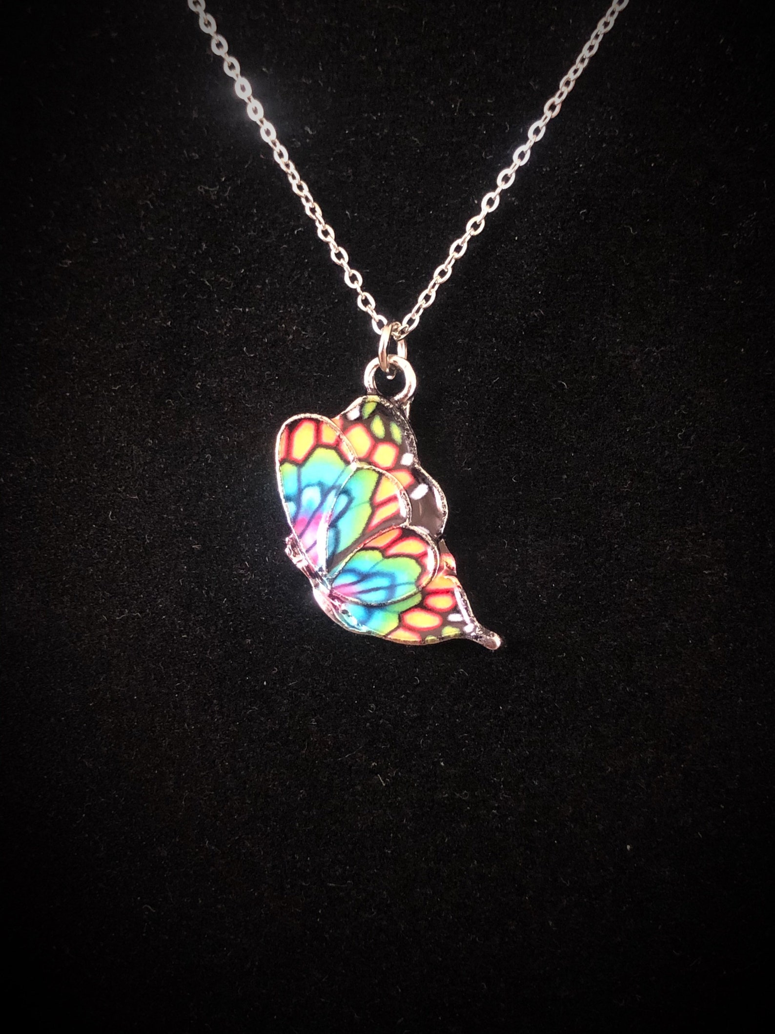 Rainbow Butterfly Necklace Butterfly Jewelry Dainty | Etsy
