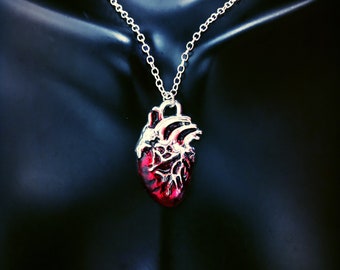 Bleeding Heart Necklace, Anatomical Heart, Gothic Jewelry, Gothic Necklace, Blood, Red, Y2K Jewelry, Y2K Necklace