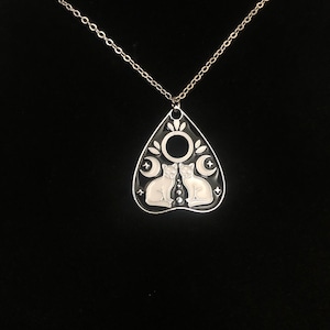 Cat Planchette Necklace, Ouija Necklace, Cat Necklace, Planchette Jewelry, Wiccan, Witch Necklace