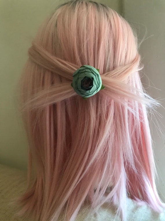 Teal Flower Hair Clips Floral Hair Clips Cottagecore Boho Etsy