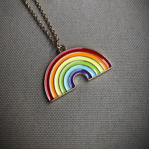 Regenbogen Halskette, Edelstahl, Gold , Regenbogen Schmuck, Unisex,
