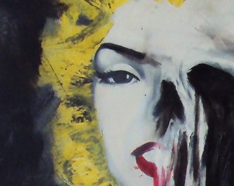 Marilyn Monroe,Original,Contemporary,Painting,oil,abstract,medium,size,death,black,skull,human,women,portrait,famous,yellow,hollywood