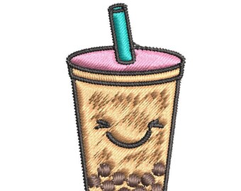 Milk Tea Drink Patch Cute Boba Tea Iron-on Embroidered Patches