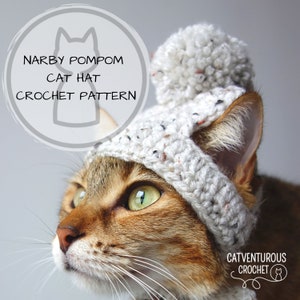 Narby Pompom Cat Hat Crochet Pattern - Digital Download