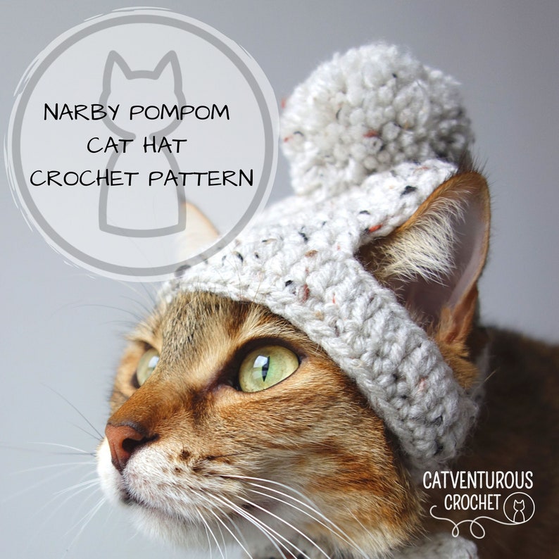 Narby Pompom Cat Hat Crochet Pattern Digital Download image 1