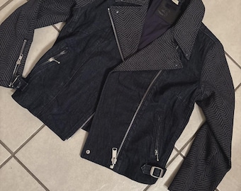 Levi’s Biker Women Motorcycle Denim herringbone Riding Biker Style Jacket Coat M