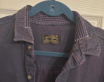 VTG American Western Denim Shirt Sashiko Mended Patched Upcycled Overdyed RRL Kapital style XL