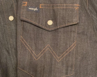 Vintage Wrangler indigo denim western cowboy shirt indigo NWOT XL L