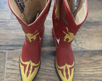 Larry Mahan Vintage Western Cowgirl Lady's Flashy Boots 7.5B