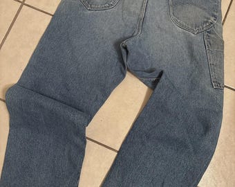 Vintage Lee Carpenter Loose fit Painter Denim Jeans Faded Patched 36x30 38x32 USA