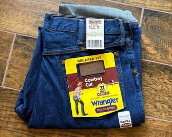 Vintage USA Made Wrangler 31MWZ Cowboy Cut Denim Jeans Early Model NWT 33x34 34x34