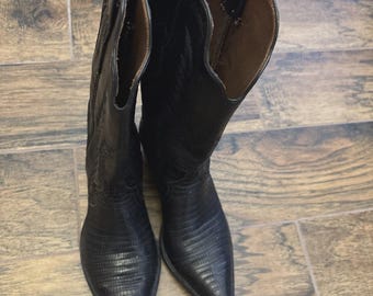 Rodney Ammons Legendary Womens Black Lizard Handcrafted Western Boots 6.5 B