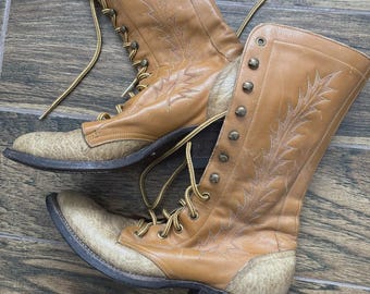 Botas vaqueras con cordones Tony Lama para mujer, fabricadas en EE. UU., talla 5 1/2 B