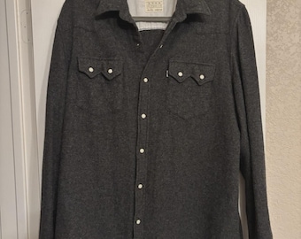 Levi's Men's Wool Blend Western Snap Front Shirt - Charcoal Gray - XL Sawtooth